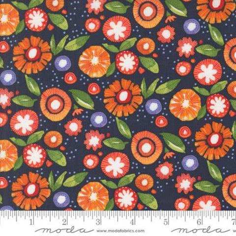 indigo, Superbloom Collection Posy Party Cotton Fabric 48786
