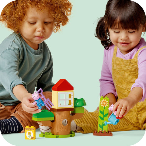 children playing, LEGO Duplo Peppa Pig Garden and Tree House Toy 10431