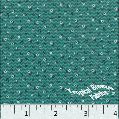 jade, Pick Stripe Tiny Floral Print Polyester Fabric 04943