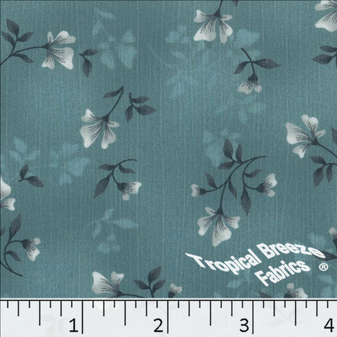 jade, Sweet Creme Floral Print Polyester Fabric 042516