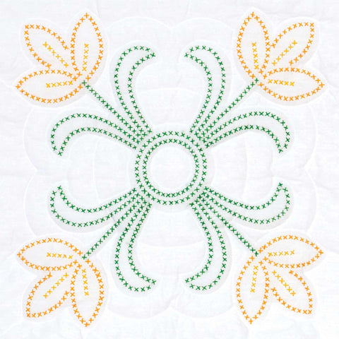 Cross-Stitch Tulips 18-Inch Quilt Blocks 732-728