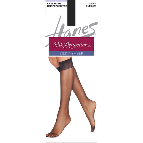 Hanes Knee High nylons Silk Reflections Jet Black.