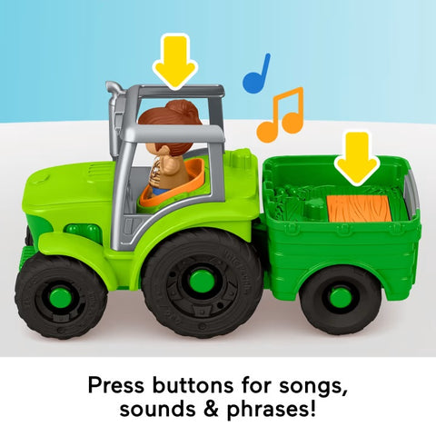 Little People Push & Play Tractor, Musical Toy Farm Vehicle JCW70