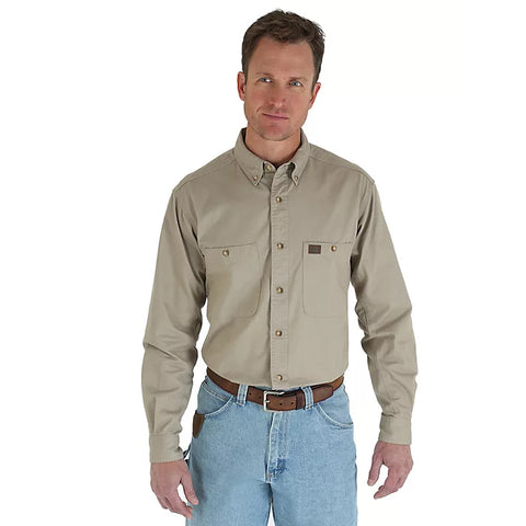 Wrangler khaki twill work shirt