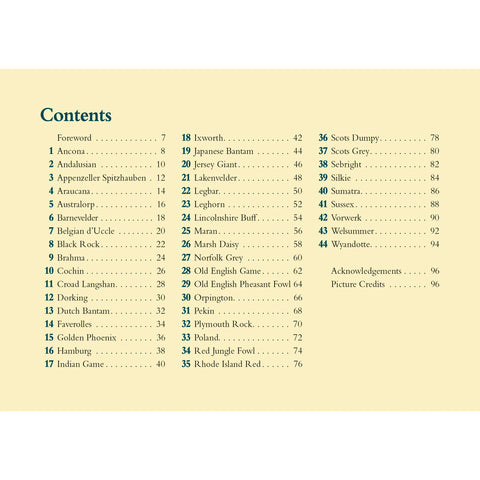 Table of contents chicken book