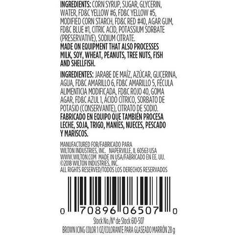Label for brown icing color