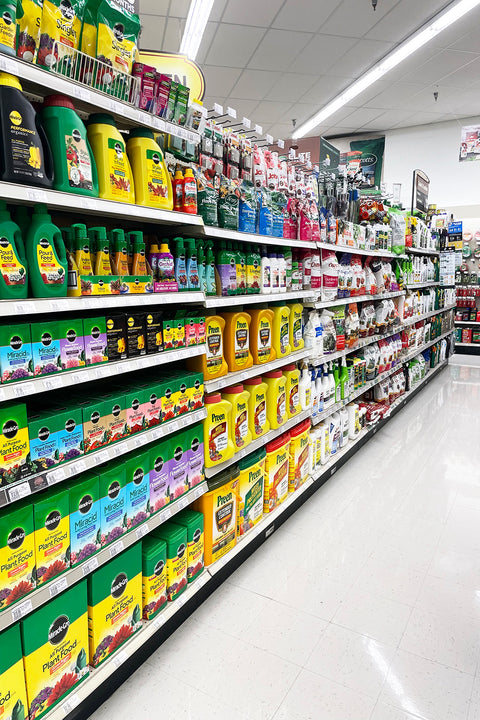 aisle of lawn and garden supplies