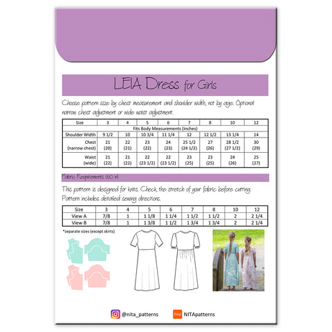 Girls' Leia Knit Dress Pattern back