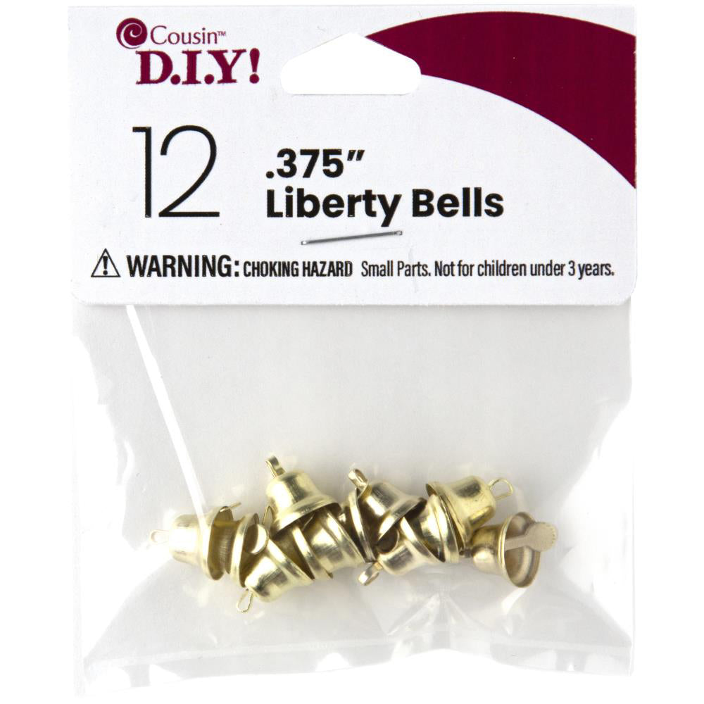 2 Inch Brass Liberty Bells 6 Pack Christmas, Crafting, Wreaths