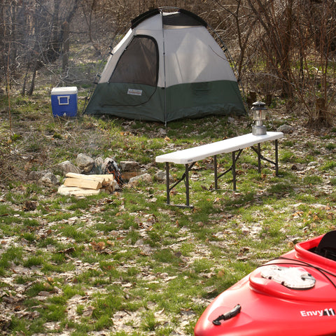 Bench in use while camping