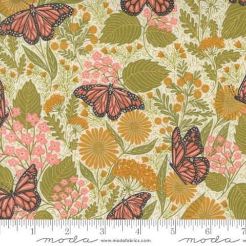 light green, Bee Garden Collection Butterfly Floral Cotton Fabric 48412