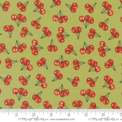 Light Green, Farmstead Collection Farm Fresh Cherries Cotton Fabric 20906