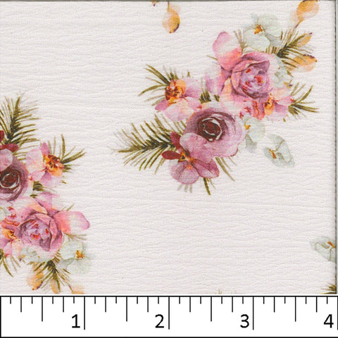 Light Pink, Crinkle Fashion Floral Print Fabric CA-19