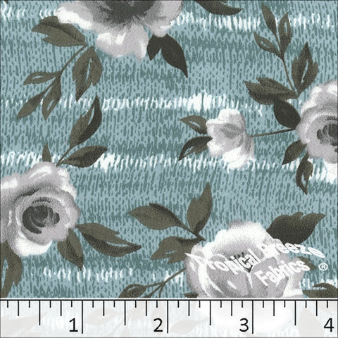 light turquoise, Koshibo Large Floral Print Polyester Fabric 04852