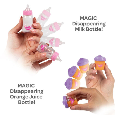 Magic disappering milk bottle and disappering orange juice bottle