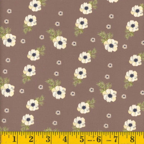 mahogony, Chambray Anemone Poly Cotton Fabric 137