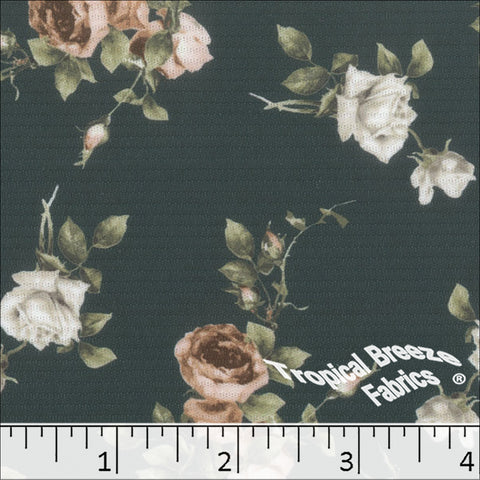mallard, Horizontal Rib Knit Floral Print Dress Fabric 572524