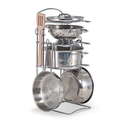Stacked pots and pans