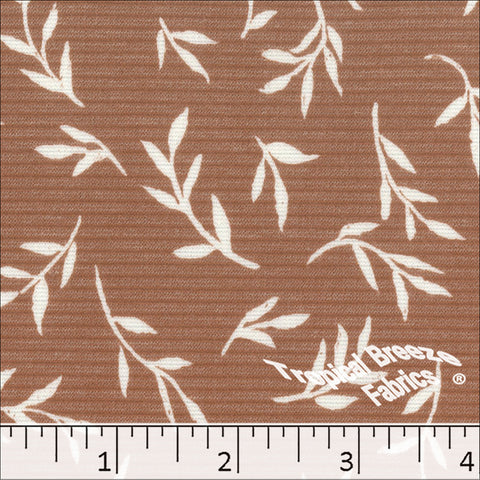 mocha, Poly Rayon Leaf Print Fabric 578517
