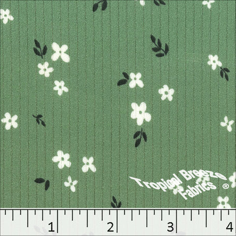 moss, Classic Rib Knit Floral Print Fabric 578516