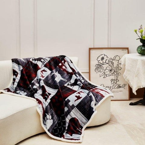 Virah Bella Mountain Trails sherpa throw on couch
