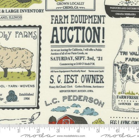 Natural, Farmstead Collection Vintage Farm Advertisements Cotton Fabric 20902