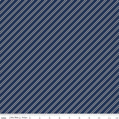Between the Pages Collection Stripes Cotton Fabric C15374 navy