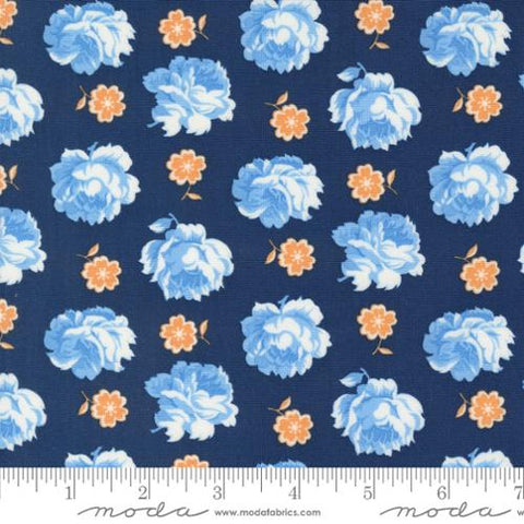 Denim and Daisies Collection Denim Skirt Florals Cotton Fabric 35382 navy