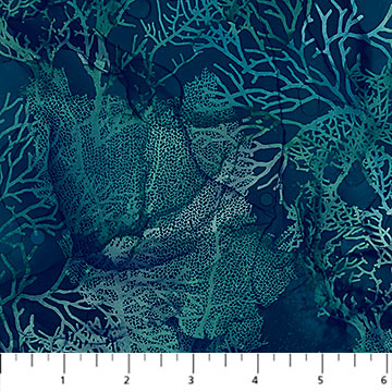 Sea Breeze Collection Coral Reef Cotton Fabric DP27100 navy