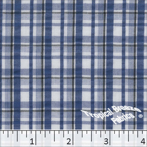 navy, Seersucker Plaid Dress Fabric 48851