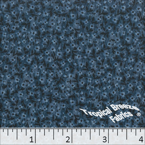 navy, Silk Mist Tiny Floral Print Polyester Fabric 042524