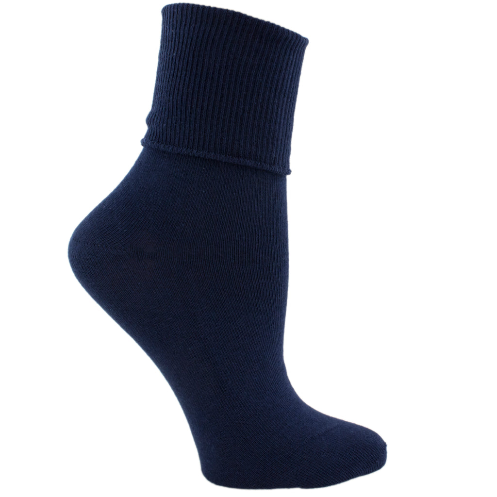 Jefferies Socks Women's Plus Size Cotton Turn Cuff Sock, Black