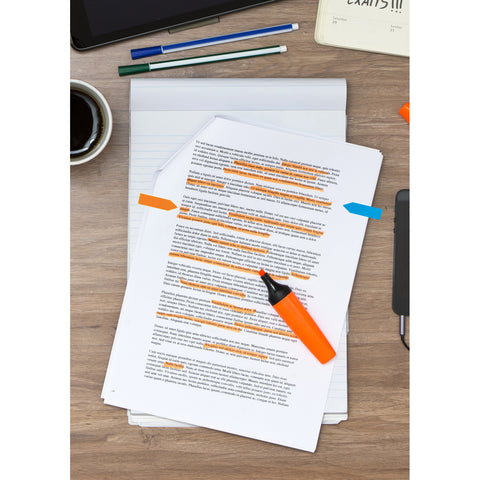 Neon arrows on document
