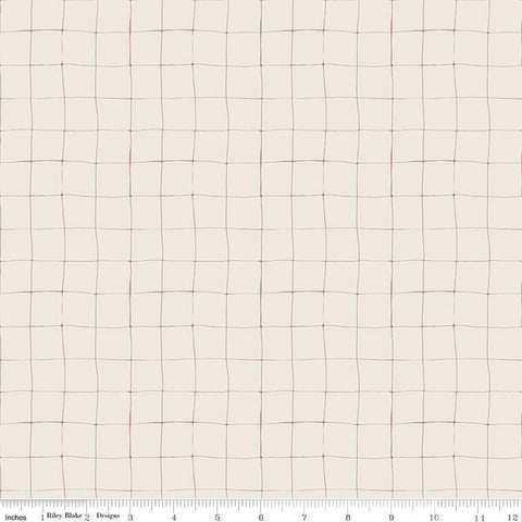 Forgotten Memories Grid Cotton Fabric off-white