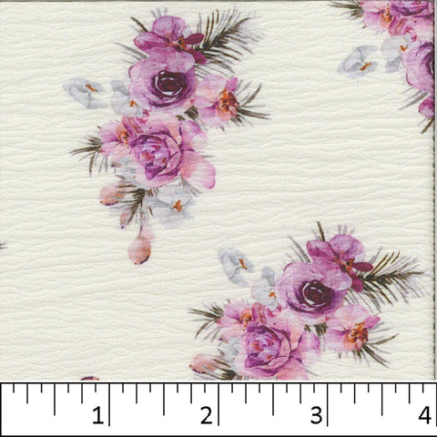 Off White, Crinkle Fashion Floral Print Fabric CA-19
