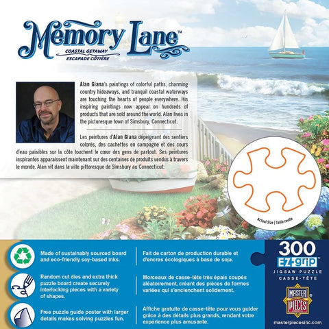 Memory Lane - Coastal Getaway 300 Piece EZ Grip Jigsaw Puzzle 32077 back of box