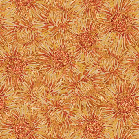 orange, Chickadee Charm Collection Packed Floral Cotton Fabric 27725