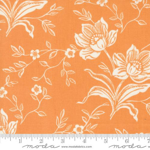 Denim and Daisies Collection Woodcut Bloom Cotton Fabric 35380 orange