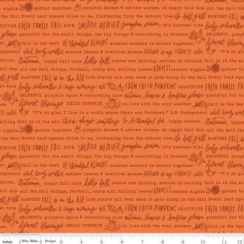 orange, Happy Fall Days Collection Autumn Words Cotton Fabric C16342