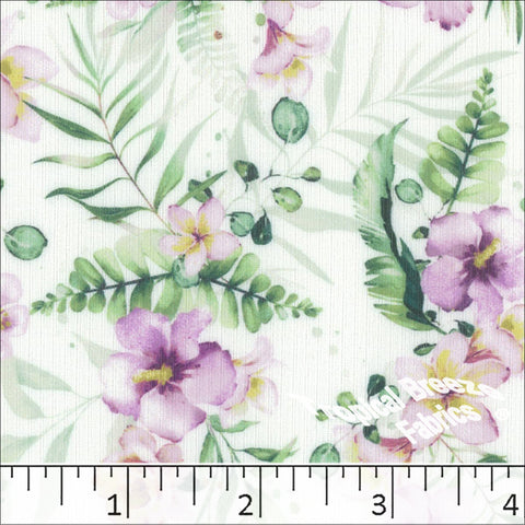 orchid, Mini Rib Knit Floral Print Fabric 572516