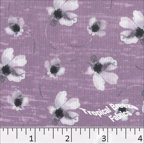 orchid, Pick Stripe Floral Print Polyester Fabric 042512