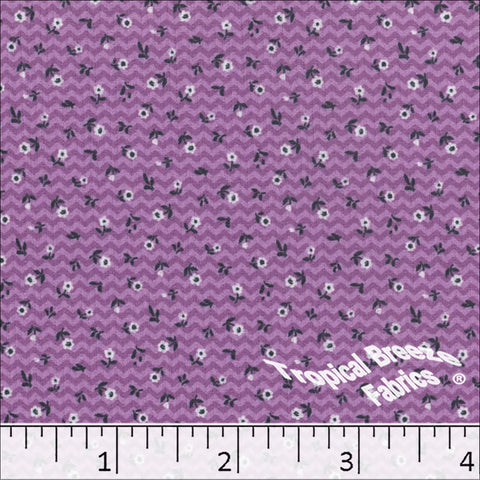 orchid, Pick Stripe Tiny Floral Print Polyester Fabric 04943