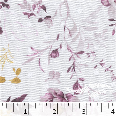 orchid, Swiss Dot Knit Floral Print Dress Fabric 573516