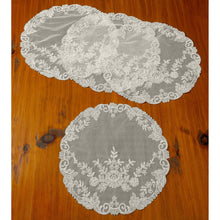 Ivory 16" Round Orchid Embroidered Lace Doily