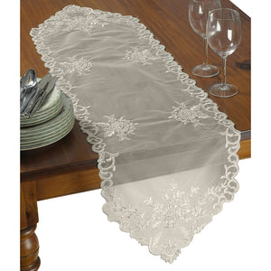 Ivory Runner Orchid Embroidered Lace Doily