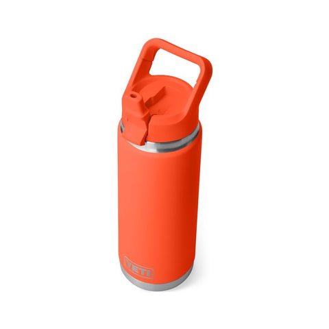 Yeti Rambler 26 oz Water Bottle with Straw Cap in Papaya