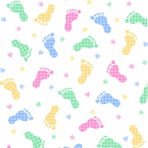 Footprints Cotton Flannel Fabric 9307 pastel