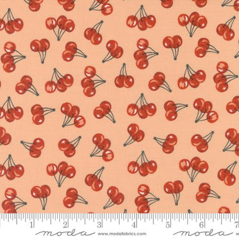 Peach, Farmstead Collection Farm Fresh Cherries Cotton Fabric 20906