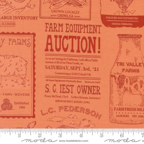 Peach, Farmstead Collection Vintage Farm Advertisements Cotton Fabric 20902