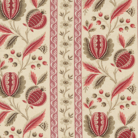 Chateau De Chantilly Collection Picardy Floral Stripes Cotton Fabric 13940 pearl